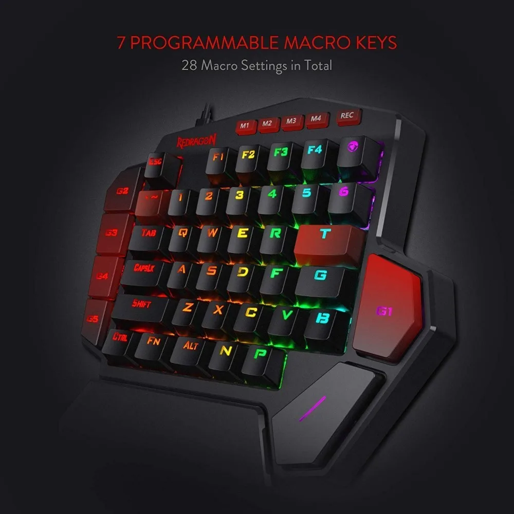 Механическая игровая клавиатура Redragon K585 DITI RGB с одной рукой 42 клавиши синий