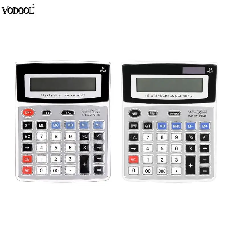 12/14 أرقام آلة حاسبة إلكترونية التجارية حاسبة كبيرة عرض الطاقة الشمسية حساب القرطاسية مكتب اللوازم المدرسية