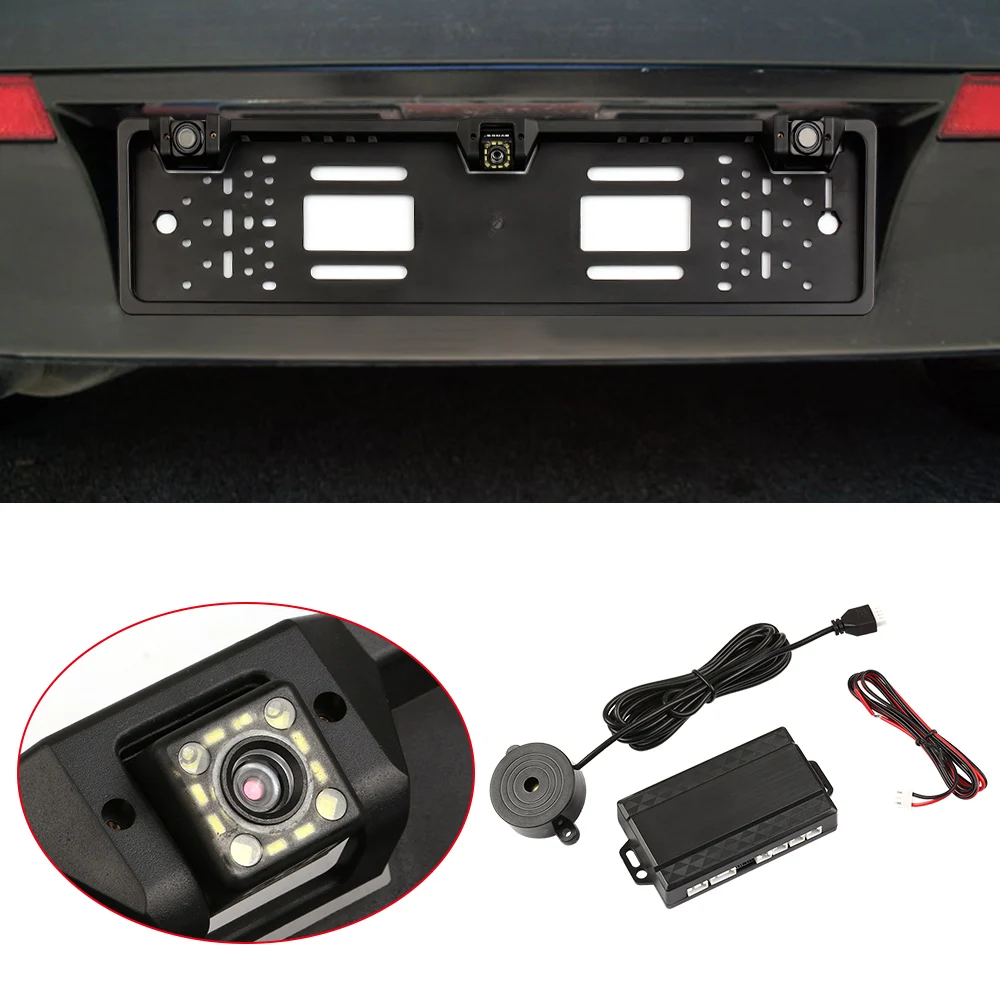 Европейская Рамка номерного знака запасная камера 12 камера заднего вида со светодиодной подсветкой с реверсивной радарной системой датчик парковки автомобильные аксессуары