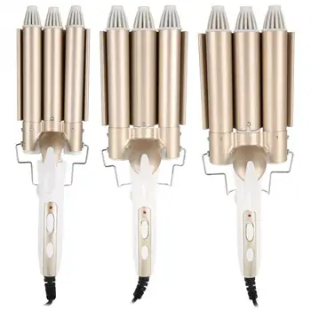 

New Ceramic Temperature Adjustable Triple Pipe Hair Curler Curling Iron Styling Tool