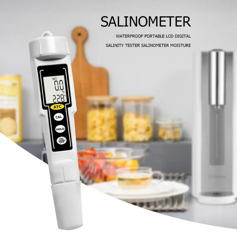 

Waterproof Portable LCD Digital Salinity Tester Salinometer Moisture PH Meters Water Temperature Measure Tools