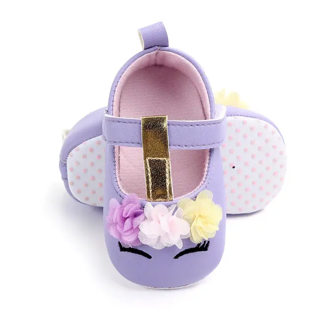 2019 Brand New Toddler Baby Girls Flower Unicorn Shoes PU Leather Shoes Soft Sole Crib Shoes Spring Autumn First walkers 0-18M 3