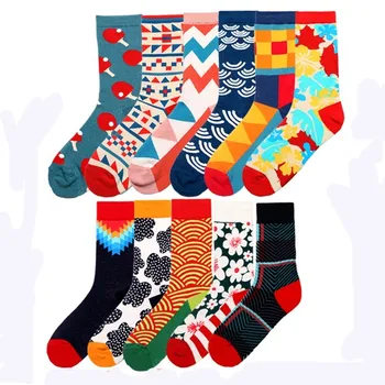 

PEONFLY Brand 2020 Autumn Design High Quality Cotton Creative Colorful Brand Casual Men Long Happy Socks Funny