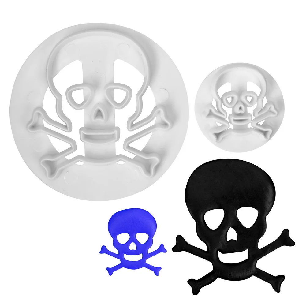 

2Pcs/Set Cookie Cutter Mold Fondant Chocolate Cake Mold Cake Decoration Baking Tools Halloween Pastry Tools Skull Pattern