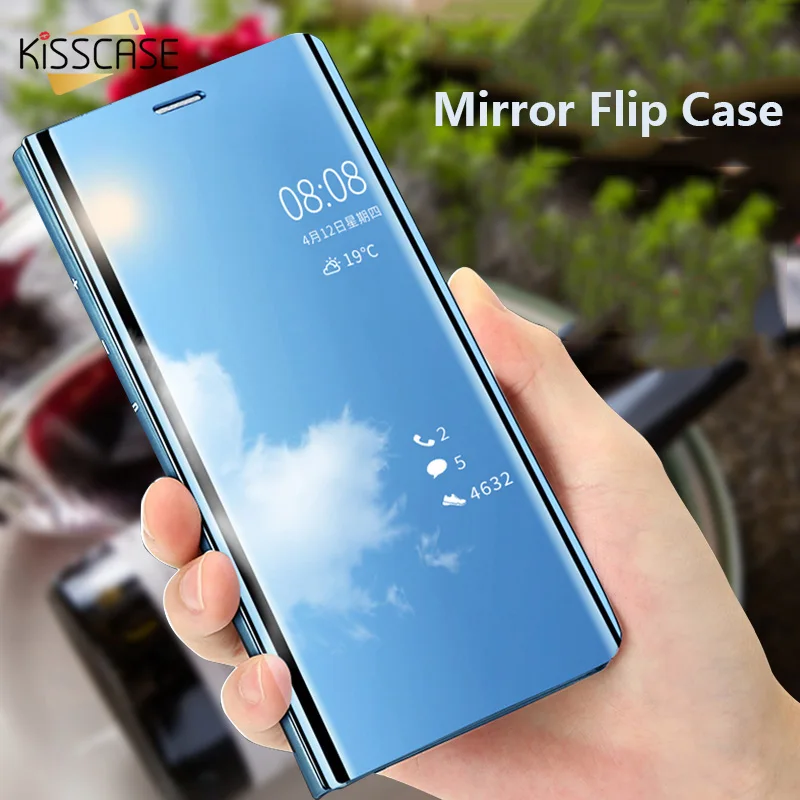 KISSCASE зеркальный чехол-подставка для телефона Xiaomi 6 8 SE 6X 5X 5C флип-чехол Pocophone F1 Mix 3 2