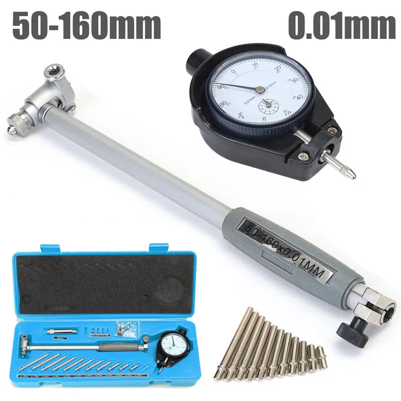 

50-160MM Dial Bore Gauge Indicator Grad 0.01mm Diameter Indicators Engine Cylinder Precision Measuring Test Tools Blue Meter
