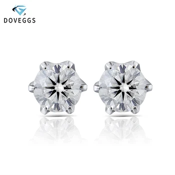

DovEggs 14K 585 White Gold 0.5ctw F Color Lab Created Moissanite Diamond Stud Earrings For Women Gold Earrings Push Back