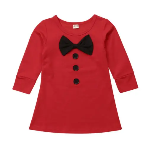 

2019 Christmas Newborn Toddler Infant Baby Girl Clothes Kids Casual Party Mini Bow Long Sleeve Dress Sundress