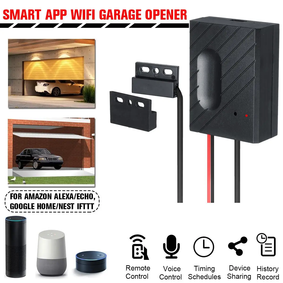 

For Tuya WiFi Switch Garage Door Controller for Car Garage Door Opener APP Remote Control Timing Voice Control Alexa Google