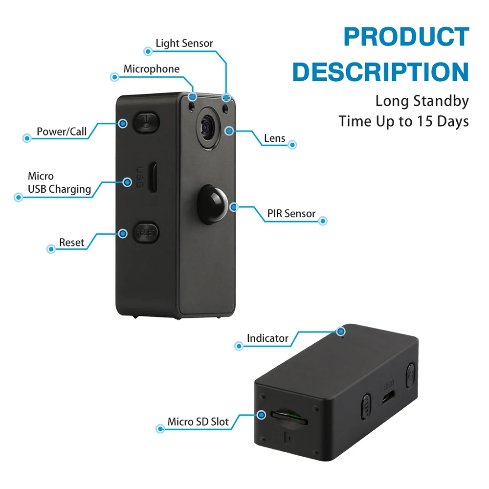 

Mini Wifi IP Camcorders Remote Monitor Motion Detection Indoor Cam Wireless Low Power Camera 720P HD Camera Night Vision Camera