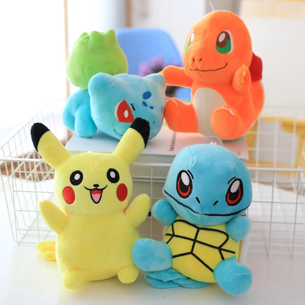 

4PCS Animation Plush Toys Pikachu Charmander Squirtle Plush Toys Soft Stuffed Cute Grab Machine Doll For Children Birthday Gift