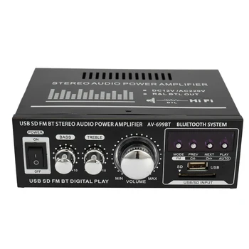 

Portable 12V/ 220V Mini 2CH Audio Amplifier LCD Display HiFi Audio Stereo 400W Power Amplifier Bluetooth FM Radio for Car Home