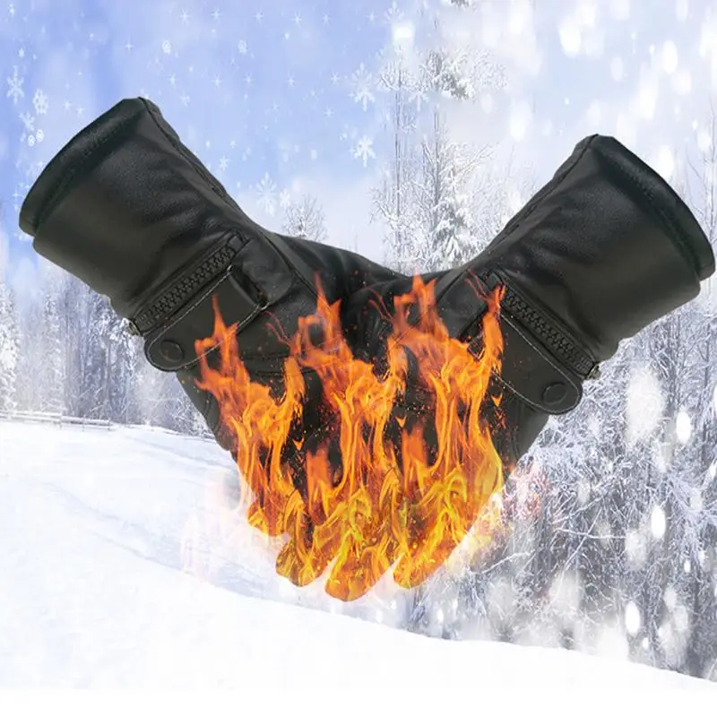 Electric Gloves Outdoor Winter Essential Motorcycle Riding Rechargeable Lithium Battery Heating Leather
