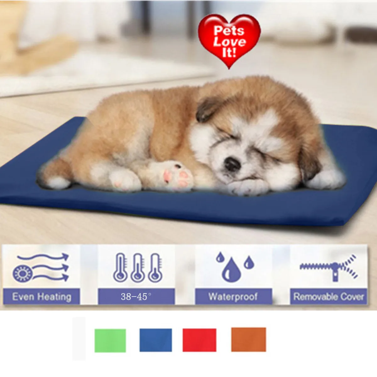 

40*30cm Square Pet Dog Heating Pad Waterproof Electric Heating Pad Warmer Mat Bed Blanket for Pet Dog Cat