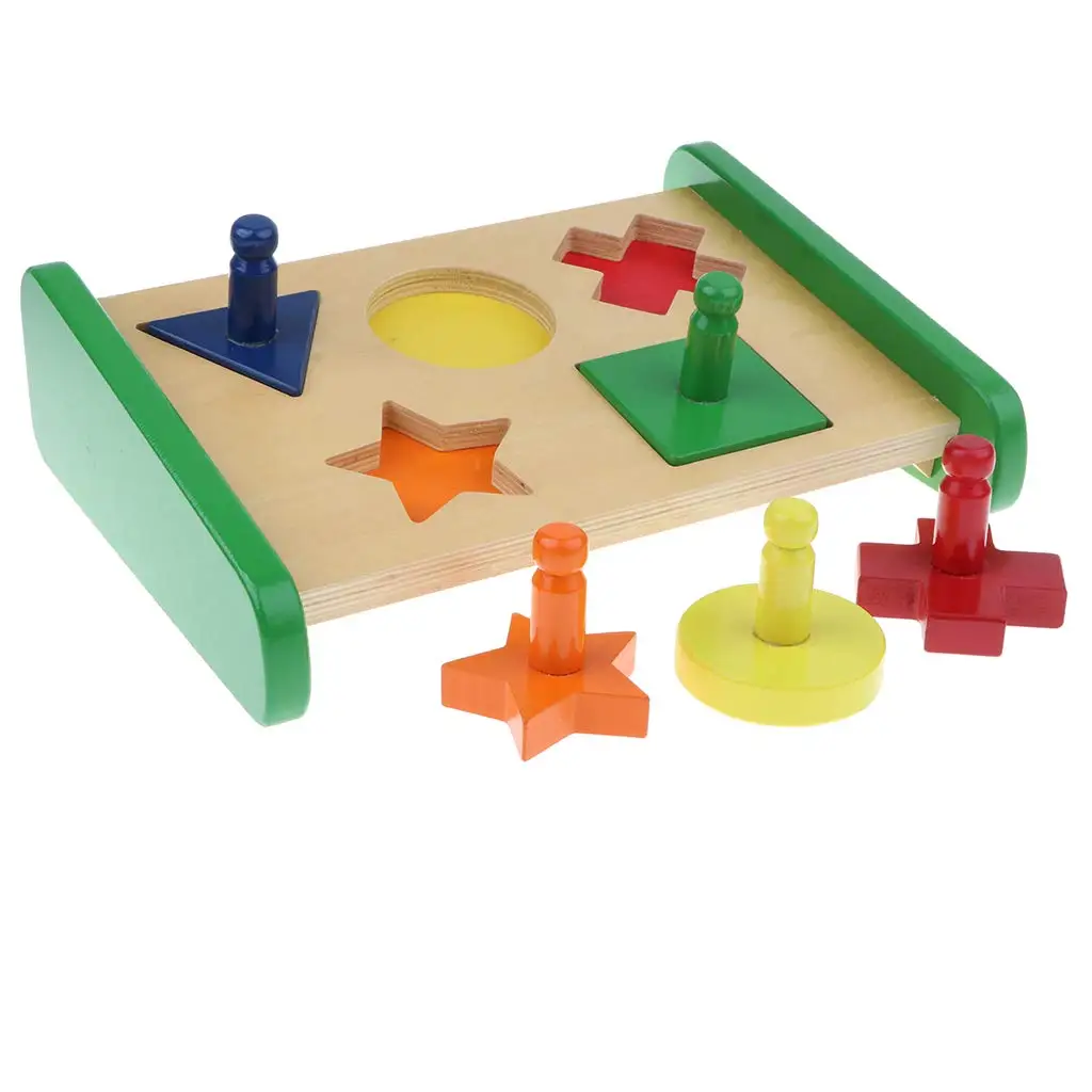  Multicolor Geometry Wooden Block Matching Sorting Puzzle Game Montessori Early Educational Toy for 