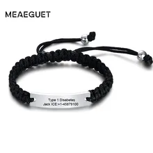 Браслет ручной работы для мужчин плетеная веревка цепь Регулируемая длина Disabete тип 1 Disabetes мужские и женские ювелирные изделия