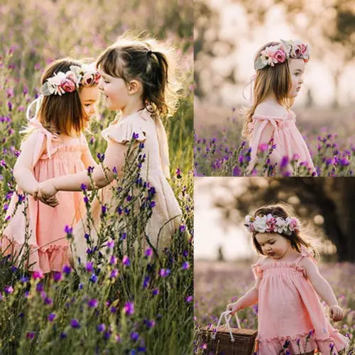 

Toddler Newborn Kids Baby Girls Ruffle Sleeveless Dress Princess Party Tutu Beach Dresses Casual Cute Clothes 1-5Y