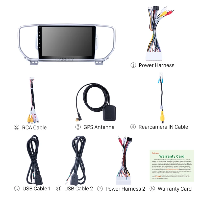 Clearance Harfey HD Touchscreen Android 8.1 Radio 9" for 2016 2017 KIA KX5 Sportage with GPS car multimedia player Bluetooth Aux USB 4