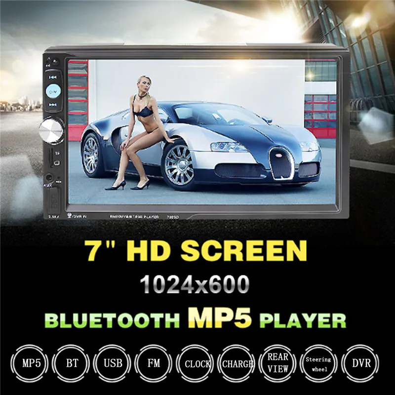 

7023D 2DIN 7inch bluetooth HD Car MP5 Player Reader Radio Fast Charge with Camera Car Stereo Audio MP5 Player