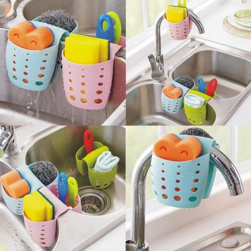 

Double Side uction Cup Sink Shelf Soap Sponge Hollow Drain Rack Sucker Storage Holder Kitchen Tool