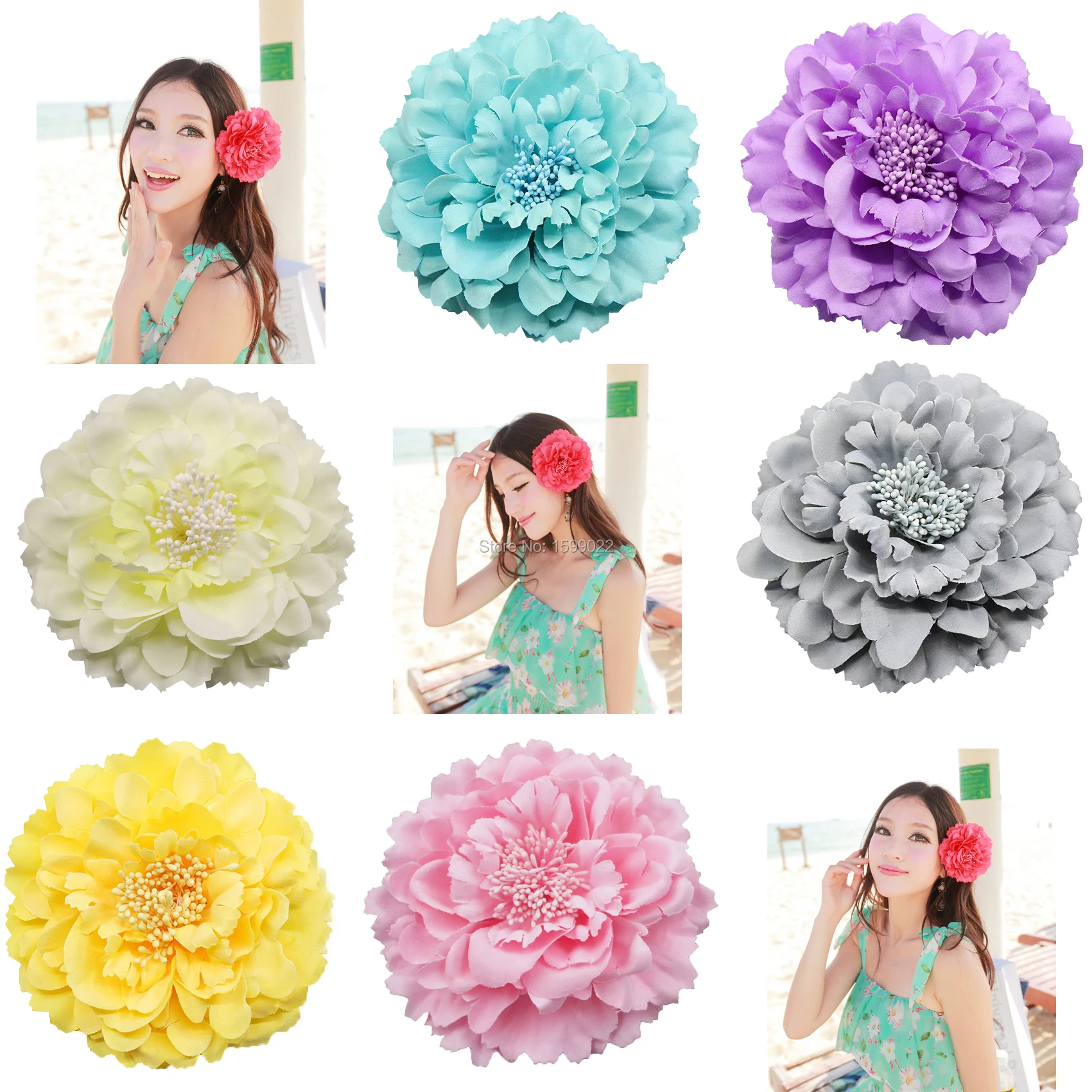 

Peony Hair Flower Clip Accessories for Women Wedding Barrette Dance Headdress Hat Dress Decoration Brooch Girl headpiece