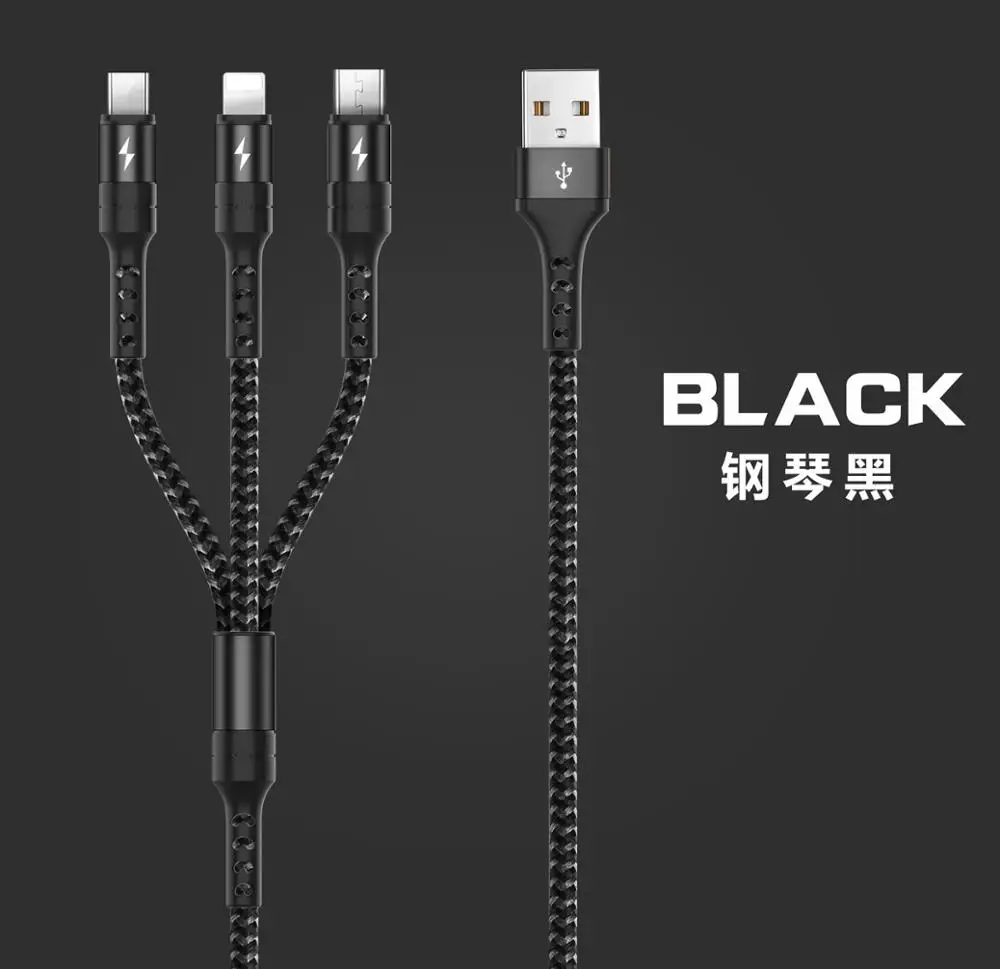 Мобильный USB Type C Micro для Lightning 3в1 кабель iPhone X xs max зарядный 3 в 1 Samsung Galaxy S9 S8