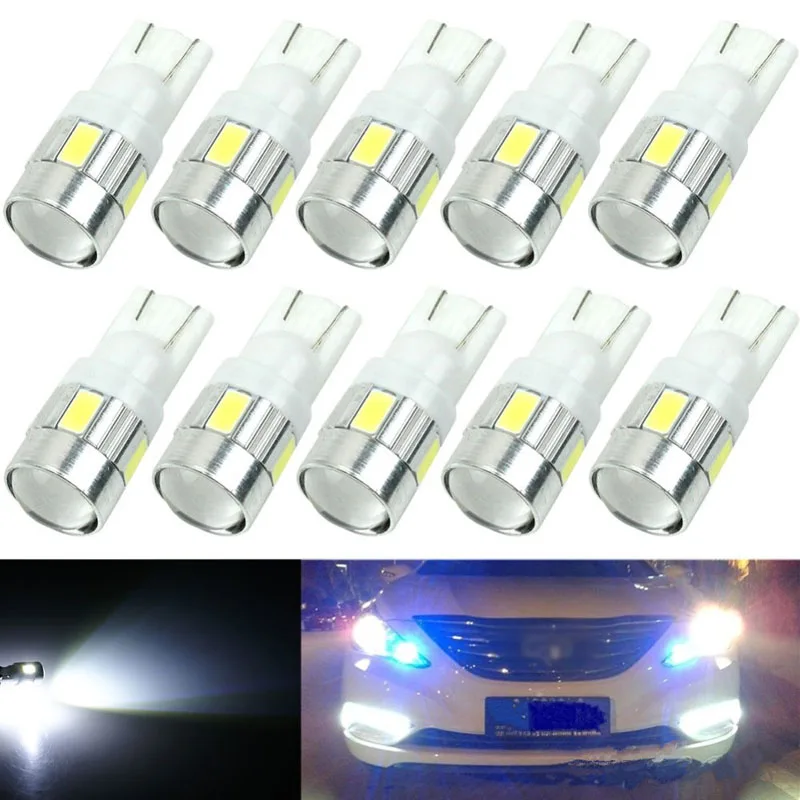 10x T10 W5W 5630 6SMD светодиодный лампы автомобиль мотоцикл обратный/двери/карта/Дум свет