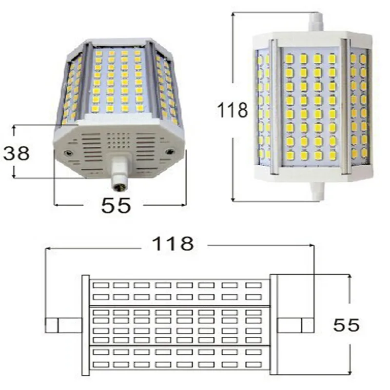 CLAITE R7S 30 Вт 3000LM Высокая мощность 118 мм 64 SMD5730 теплый белый/белый светодиодный