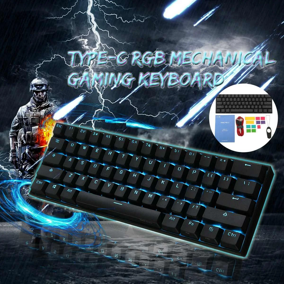 

Cherry Switch NKRO bluetooth 4.0 and Type-C USB-C Dual Mode Obins Anne Pro 2 60% Connection Mechanical Gaming Keyboard