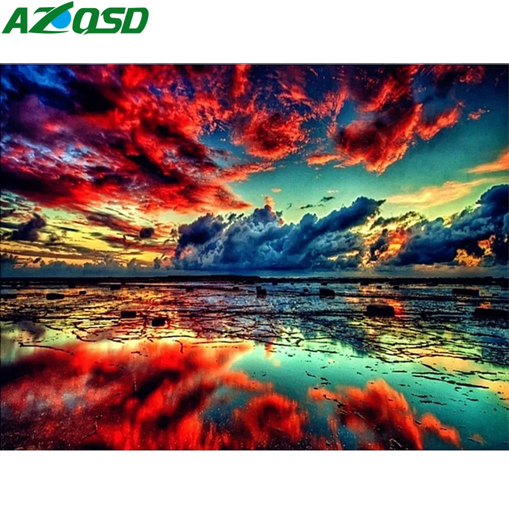 AZQSD 5D Алмазная мозаика огненное облако пейзаж полностью квадратная картина DIY