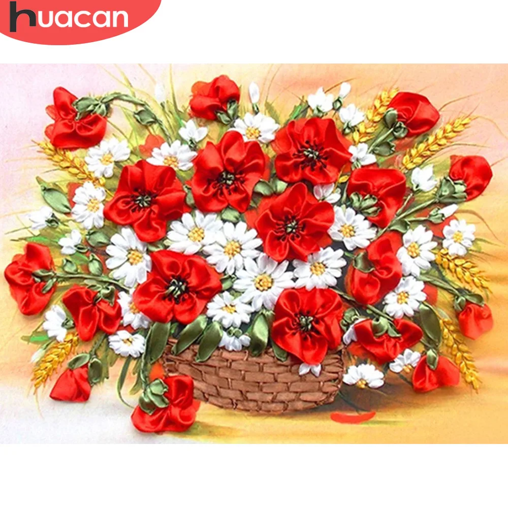 

HUACAN 5D DIY Diamond Painting Flower Full Square Rhinestone Picture Diamond Embroidery Cross Stitch Mosaic Decor Home Gift
