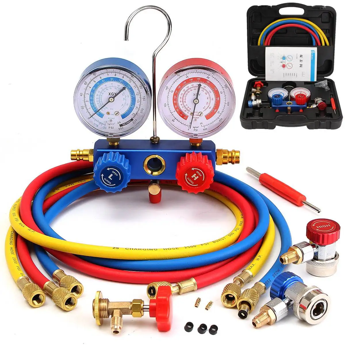 

R134A HVAC A/C Refrigeration Kit Manifold Gauge Set R22 R12 R134A Auto Refrigerant H/L Car Air Conditioning Repair Tool Gauge