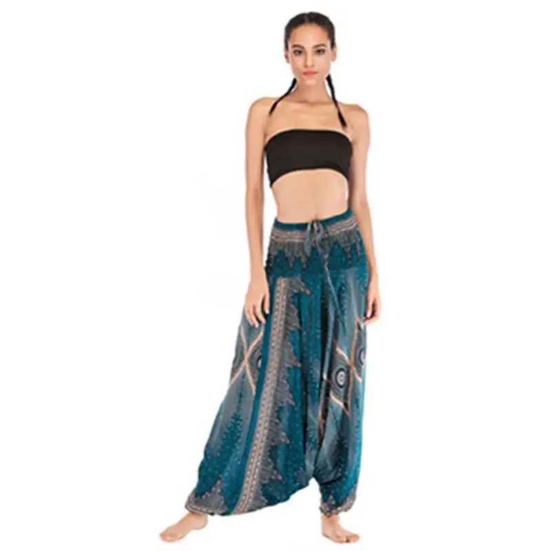 Indian Style Casual Sports Pants Ladies Loose Sports Fitness Clothes Bohemian Style Large Crotch Jumpsuit Belly Dance Bottoms Indian Style Casual Sports Pants Ladies Loose Sports Fitness Clothes Bohemian Style Large Crotch Jumpsuit Belly Dance Bottoms