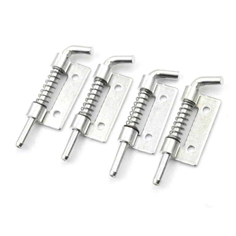 

4pcs Spring Loaded Metal Security Barrel Bolt Latch Silver Tone Spring Latches Door Cabinet Hinges Hardware 5.5 X 1.7cm