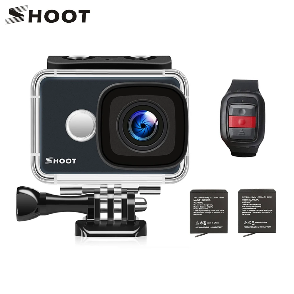 

SHOOT XTGP436 4K WiFi Action Camera 2.4G Remote 1080P 14MP Sports Camera 2 Inch LCD Screen 2pcs 1000mAh Batteries 1pc Charger