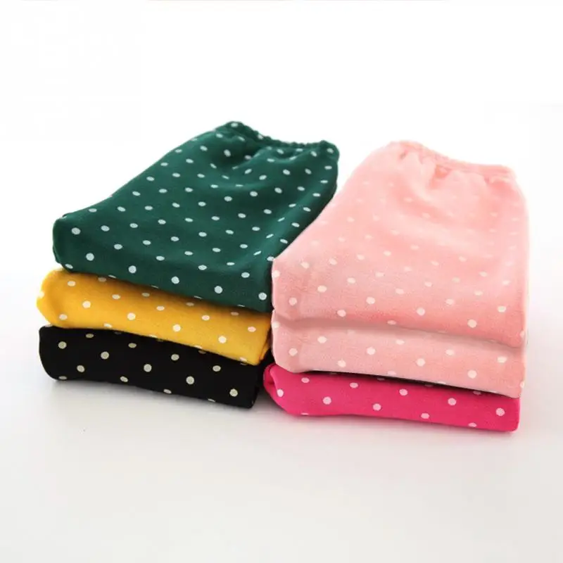 

2019 New Autumn Winter Thicken Girl Pants Cotton Trousers Warm Soft Polka Dots Printed Leggings 3-11 Female #1030