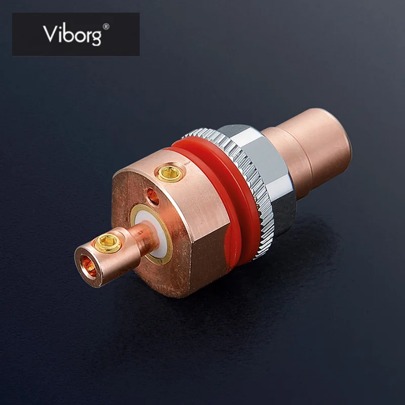 

Viborg 4Pcs RCA Female Socket Screw Pure Red Copper Gold Plating Rhodium Plating HIFI Audio Terminal