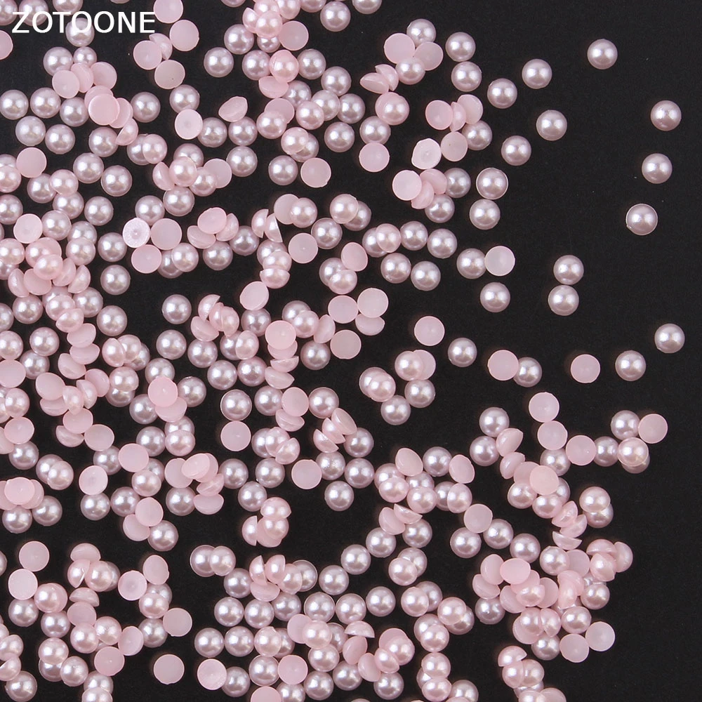 

ZOTOONE 1000pcs Light Pink Pearls Half Round Beads for DIY Craft Scrapbook Decoration Flat Back Rhinestones on Clothes Applique