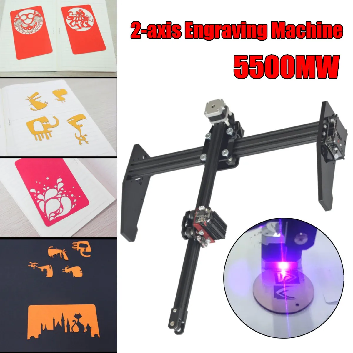 

New Style 5500MW 2 Axis Laser Engraving Machine Cutting Engraver CNC Logo Printer Machine DIY Laser Engraver Machine