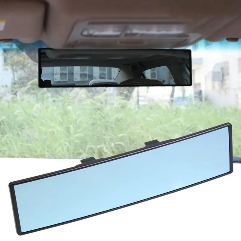 Роскошное антибликовое зеркало заднего вида для салона автомобиля с панорамным креплением, широкоугольные синие зеркала заднего вида с проволочной рамкой