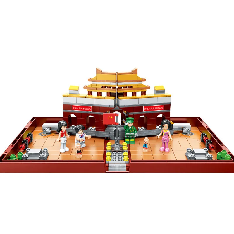 Folding Beijing Tiananmen Square Girls Building Blocks Compatible Legoingly Collect Storage Box Educational Toys For Children