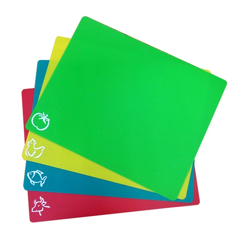 4Pcs/Set Extra Thick Flexible Non Slip Rectangle Plastic Cutting Mats Food Board Kitchen Tools|Измельчающие блоки| |