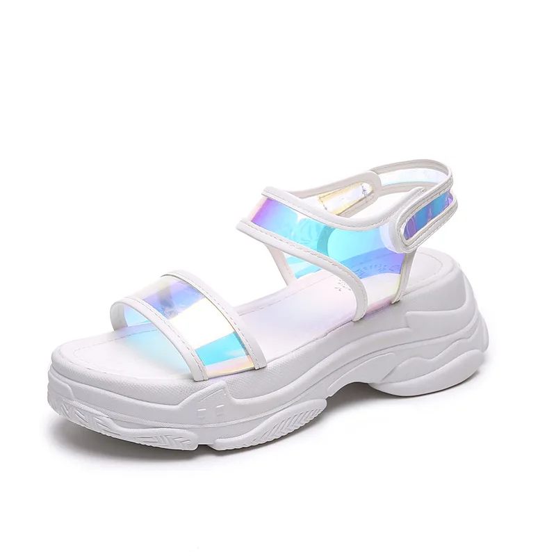 

Summer 2019 Women Slip On Sandals Comfortable Walking Shoes Soft Bottom Platform Open Toe Buckle Sandals Feminino Zapatos