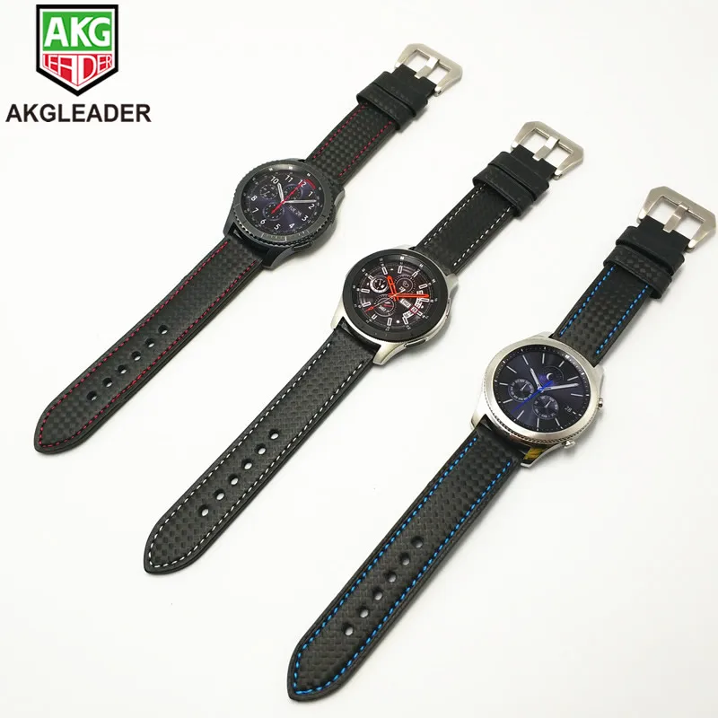 Ремешок из углеродного волокна для Samsung Galaxy Watch 42/46 мм кожаный браслет наручных