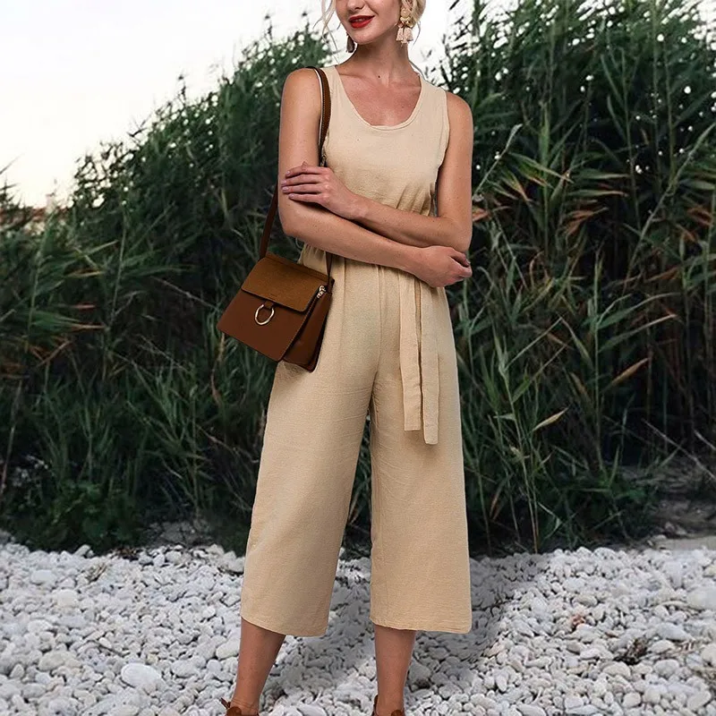 linen khaki jumpsuit