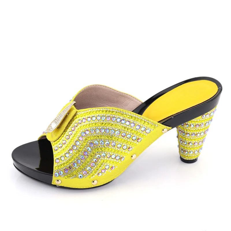 

NN25-1 yellow Italian Shoes Without Matching Bags Set For Party African Nigeria Wedding Shoes Possible To Match With Stones