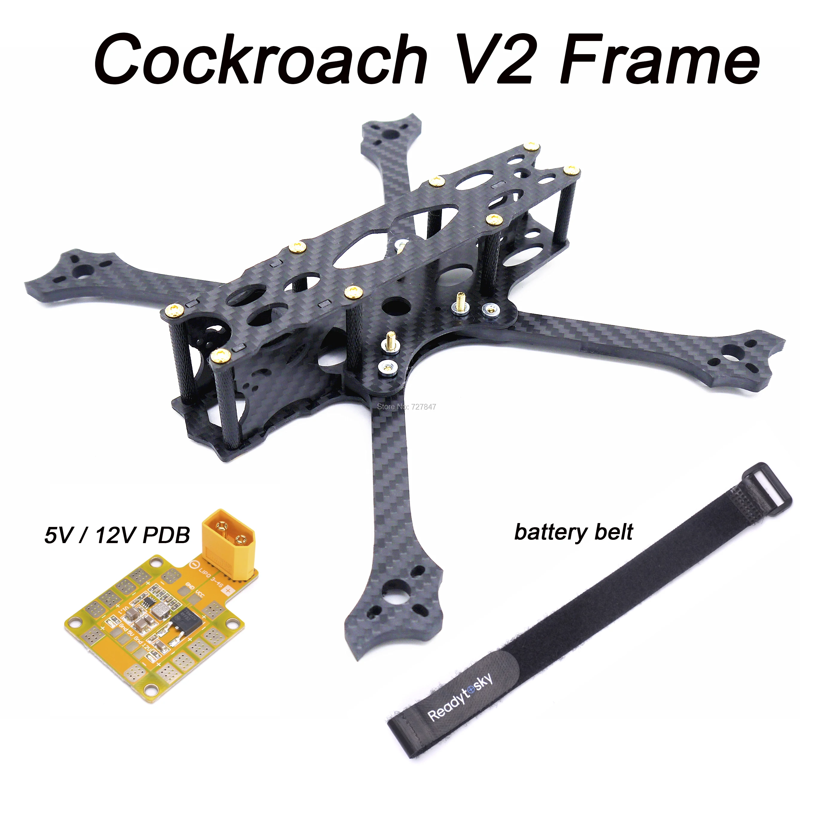 

Cockroach V2 5inch 225mm with 5mm Arm carbon Fiber freestyle frame Quadcopter for XQ V3 5inch XING 2306 Johnny 220
