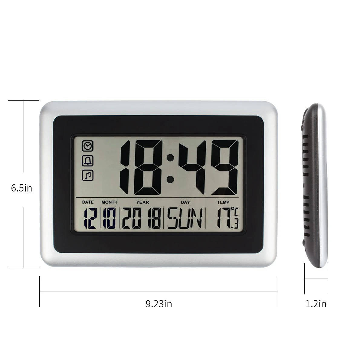  Large Display Digital Wall ClockSilent Desk Shelf Clocks Battery Operated Easy To Read Nightstand A