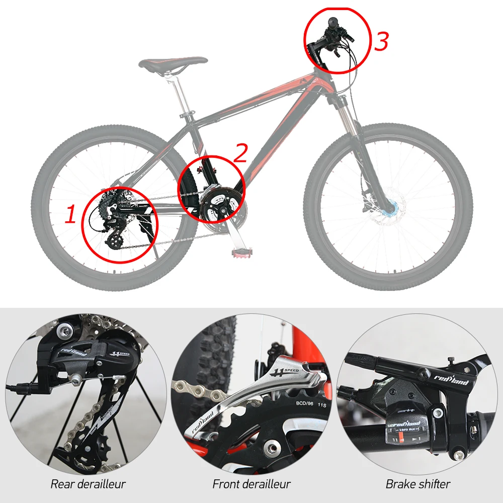 

Aluminum Alloy Bike Groupset Kit MTB Bike Front Rear Derailleur + Shifter Bike Brake Lever 3X9S / 3X10S / 3X11S Bicycle Parts