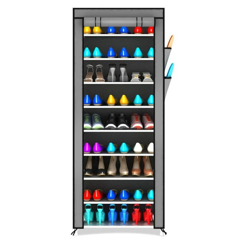 9 Grid Metal Oxford Shoe Cabinet Dust-proof Organizer Rack Multifunction Home Cupboard Minimalist Modern Furniture Entrance Hall